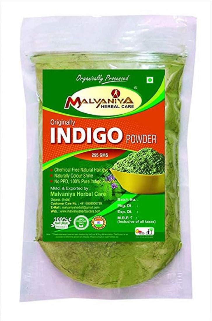 MALVANIYA HERBAL CARE Natural Organically Processed Hair Dye Indigo Powder (Multicolour, 255g)
