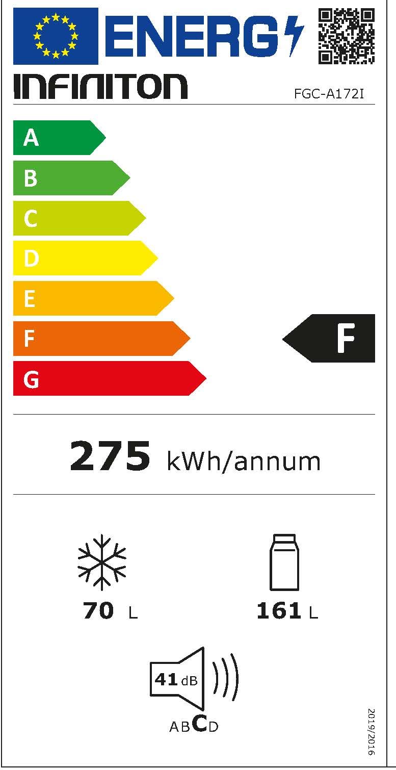 INFINITON | Frigorifico FGC-A172I | 231 L| 170 cm de Altura| No Frost | Fast Cool | Clase F