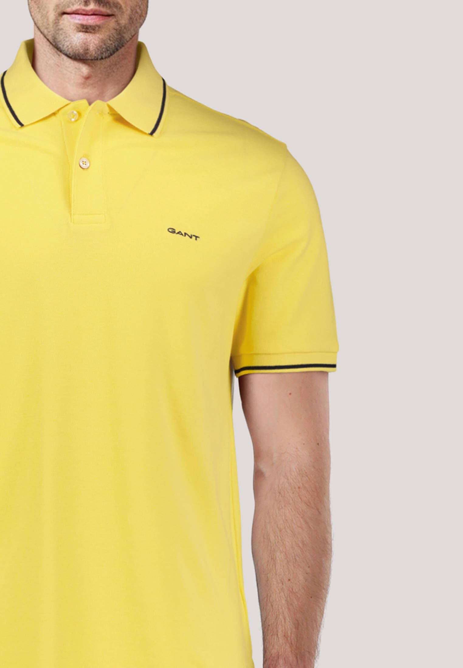 GANT Polo para hombre Tipping Ss Piqué, Amarillo Plátano, L