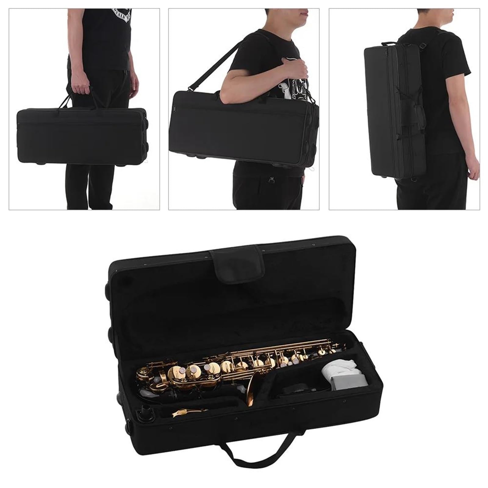 Saxophon Eb-Altsaxophon Messing Lackiert Gold 82Z Schlüsseltyp Mit Tragetasche Handschuhen Stoffbürste Saxophongurten Rohrblättern