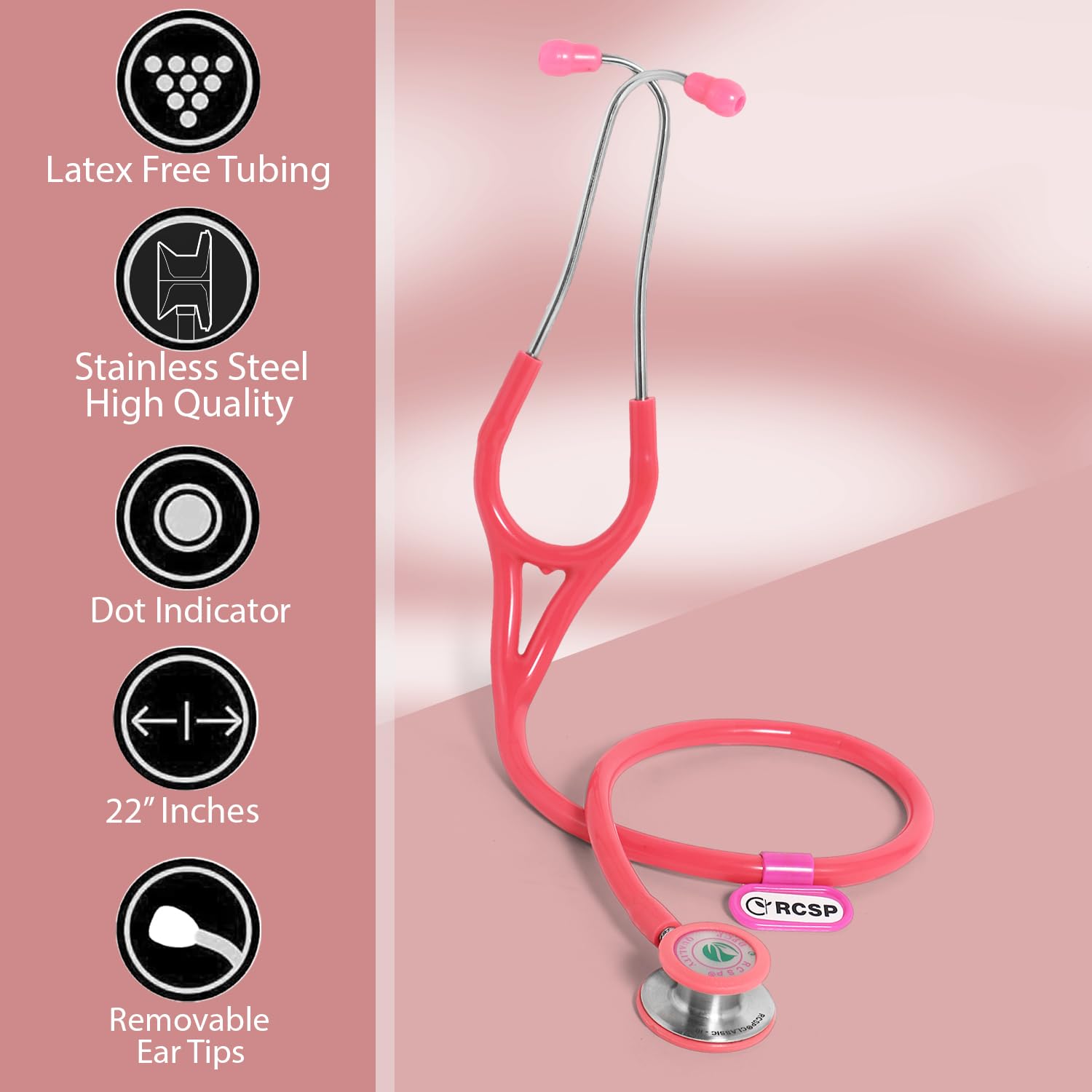 RCSP Classic III Dual Head Stethoscope for doctors and medical students Versatile, High Acoustic Sensitivity, Durable, and Comfortable for Medical Professionals Stethoscope (PINK) 4