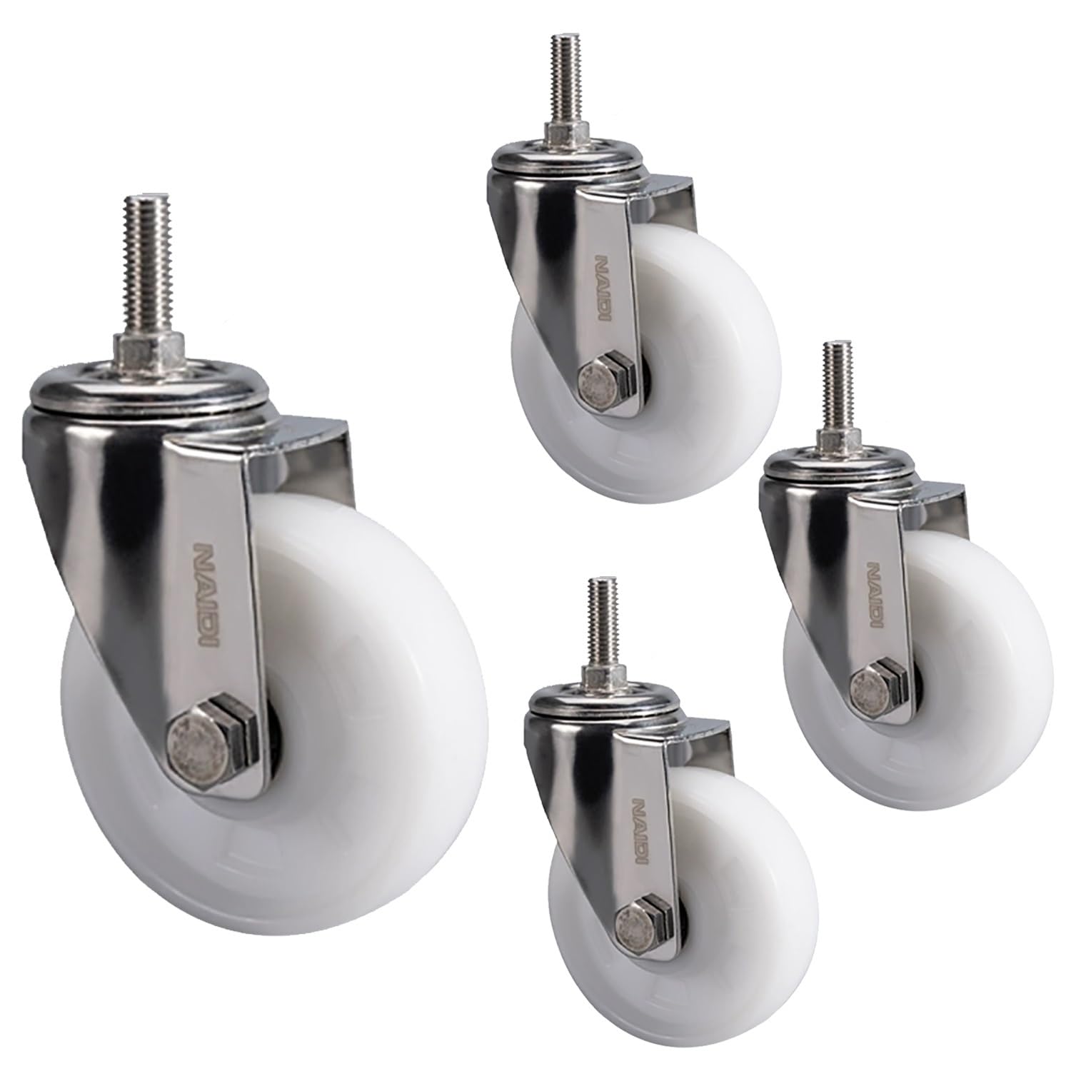 4 Pièces roulettes Pivotantes avec Frein, roulettes Industrielles à Tige Filetée M12*30mm, Capacité de Charge 330kg, roulettes Silencieuses for Meubles(Swivel,100mm)