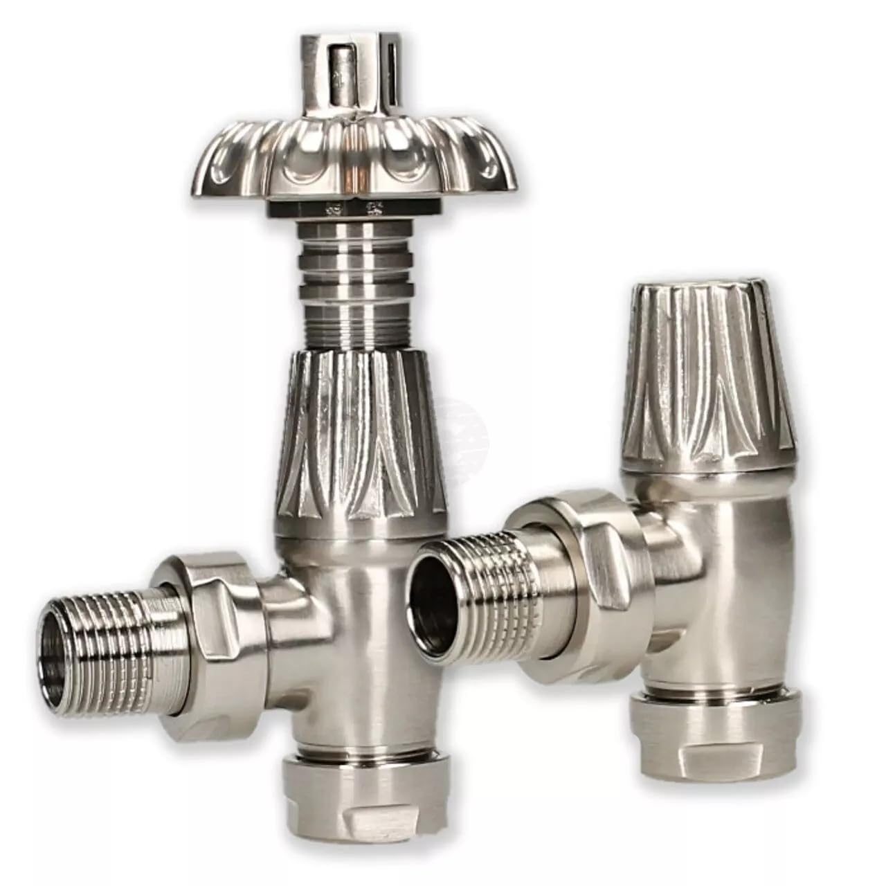 22.5 Team Controls Silver Nickel Traditional Thermostatic Radiator Valves Trv Set Inc Lockshield Valve Bentley Gothic For Column Radiators