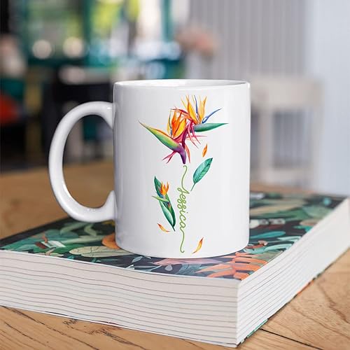 Miniatura 16 de CUBICER Tazas de café personalizadas, diseño de flor de peonía, tazas de cerámica blanca, taza de viaje grande, vaso para beber, regalos de Navidad
