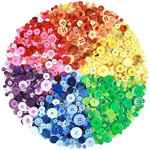 Greentime 1400-1500pcs Resin Buttons Sewing Button Assorted Sizes for Christmas Party Decorations Sewing DIY Manual Button Painting DIY Handmade Ornament Buttons Cover