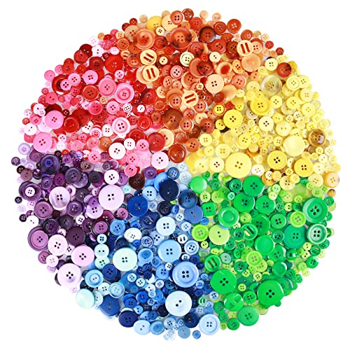 Image of Greentime 1400-1500pcs Resin Buttons Sewing Button Assorted Sizes for Christmas Party Decorations Sewing DIY Manual Button Painting DIY Handmade Ornament Buttons Easter Egg Fillers Decorative