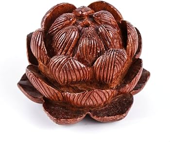 Amazon.co.jp: 置物を置く 蓮の花 木の彫刻 黄桃の木 手動 工芸品