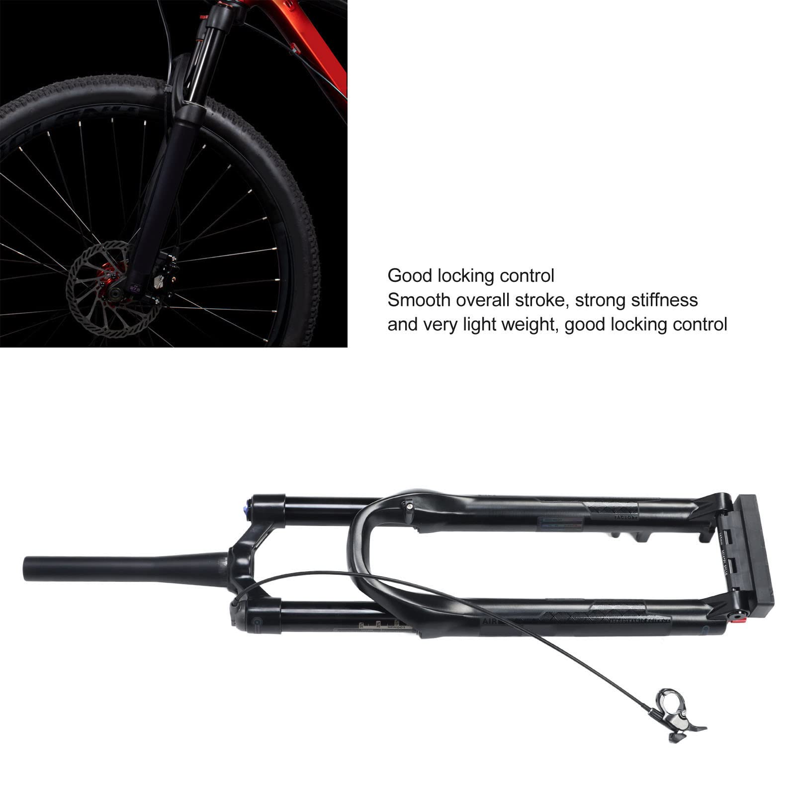 Widelec przedni do roweru górskiego, dętka 34 mm, 140 skoków, ze stopu aluminium o wysokiej wytrzymałości