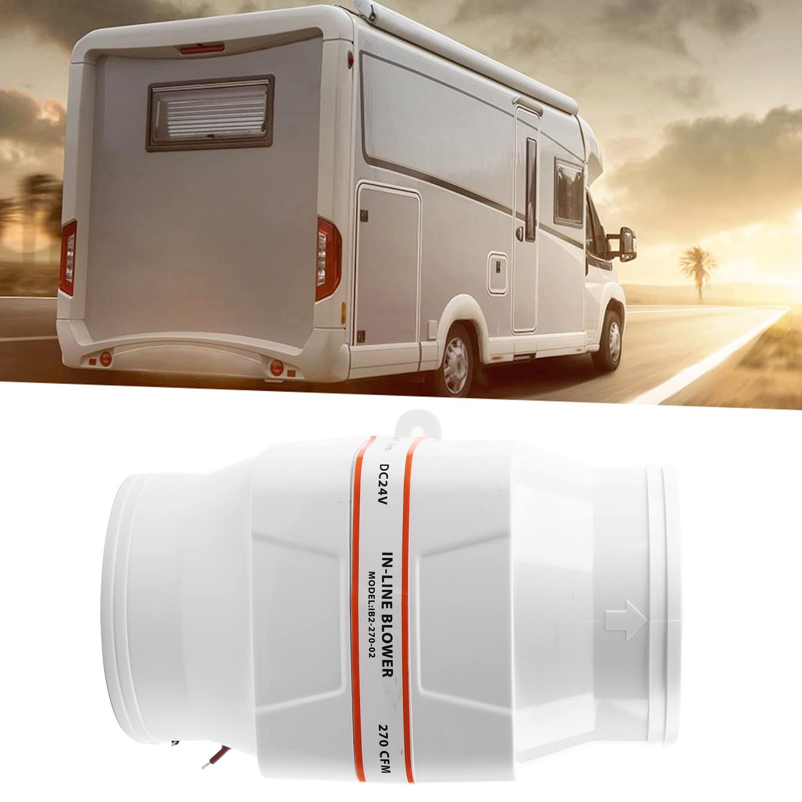 Ventilatore d'aria in linea da 10,2 cm, efficiente per vano motore di barche e camper, 12 V, 270 CFM (24 V)