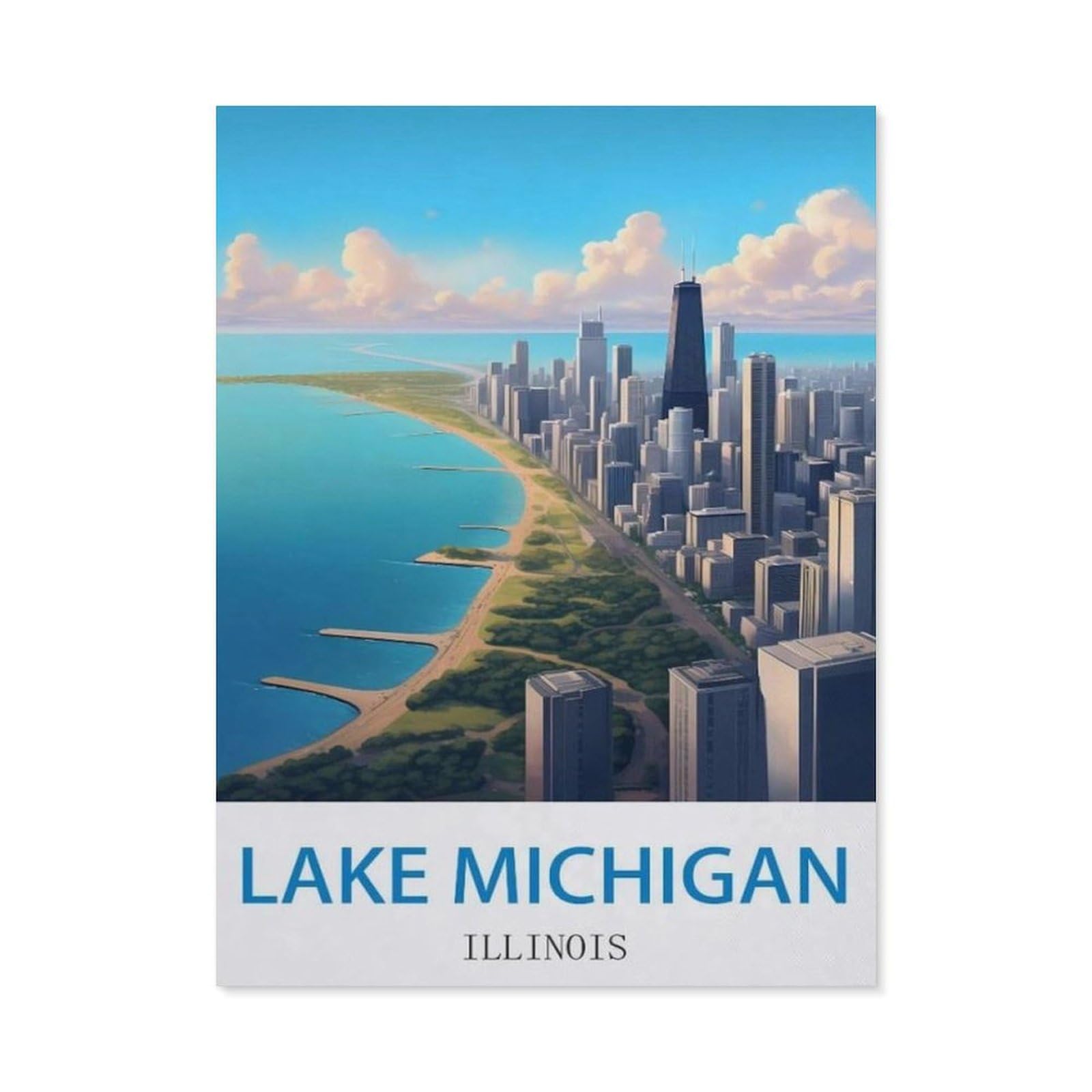 BEAYODKP Full Diamond 5D DIY Diamond Painting，Lake Michigan Illinois，3D Diamond Embroidery Cross Stitch Mosaic Needle Works（50 x 60 cm/19.68 x 23.62 inches）-CO48