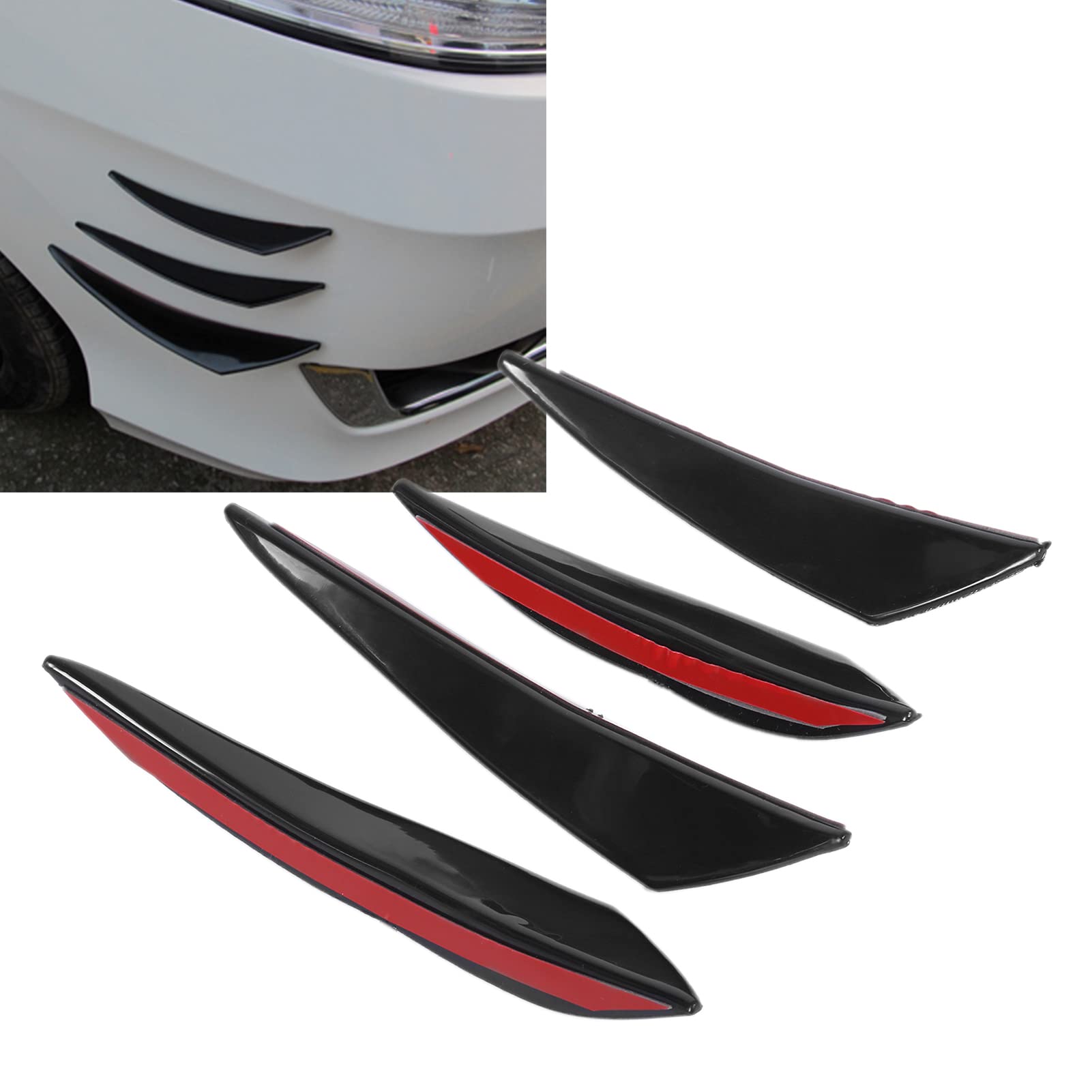Spoiler Przedniego Zderzaka Samochodu, Akozon 6 Sztuk Uniwersalny Czarny Gumowy Canard Naklejka Zestaw Spojlerów Płetw