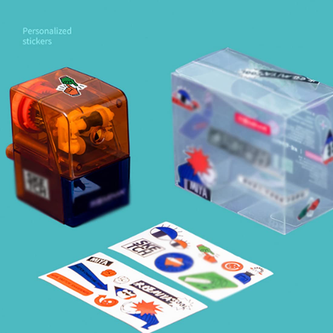 MRKU Lápiz de manivela, Cuerpo Transparente, cojín Antideslizante, Pegatinas Personalizadas Ajustables