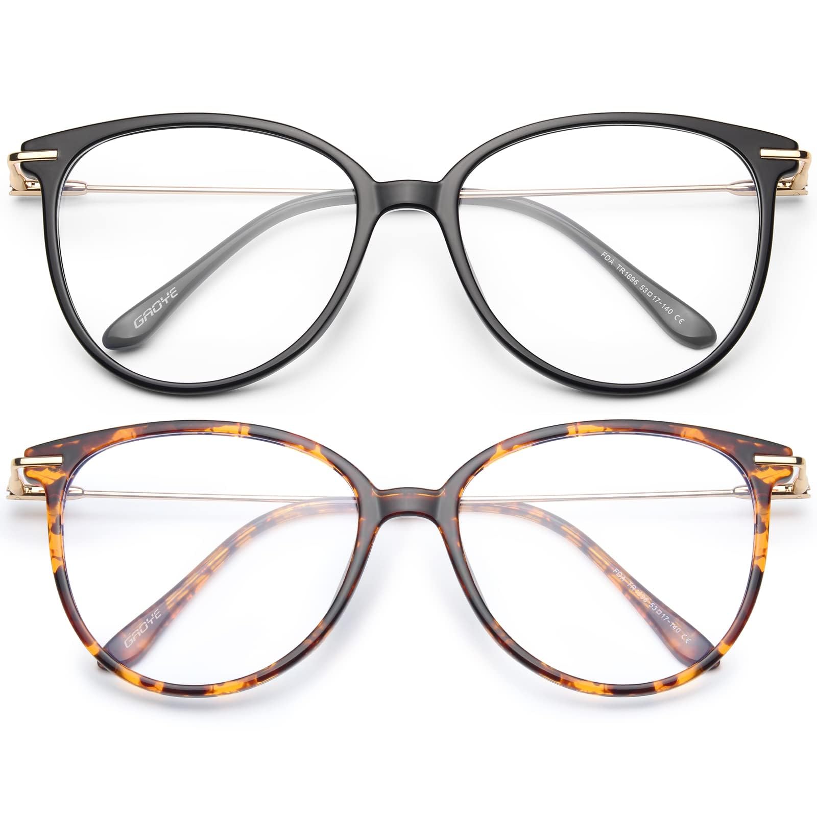 Gafas Gaoye con filtro de luz azul para mujer y hombre, estilo ojo de gato, con filtro UV, para videojuegos, color negro y leopardo.