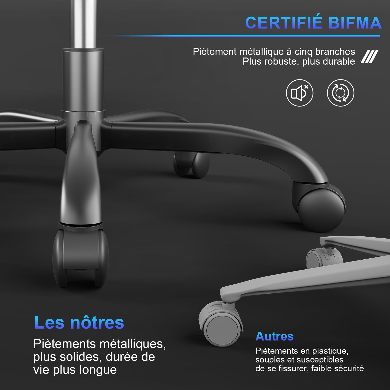 JUMMICO Chaise de gaming ergonomique avec coussin lombaire de massage - Dossier réglable de 90 à 135 ° et repose-pieds - Charge maximale : 150 kg - Noir