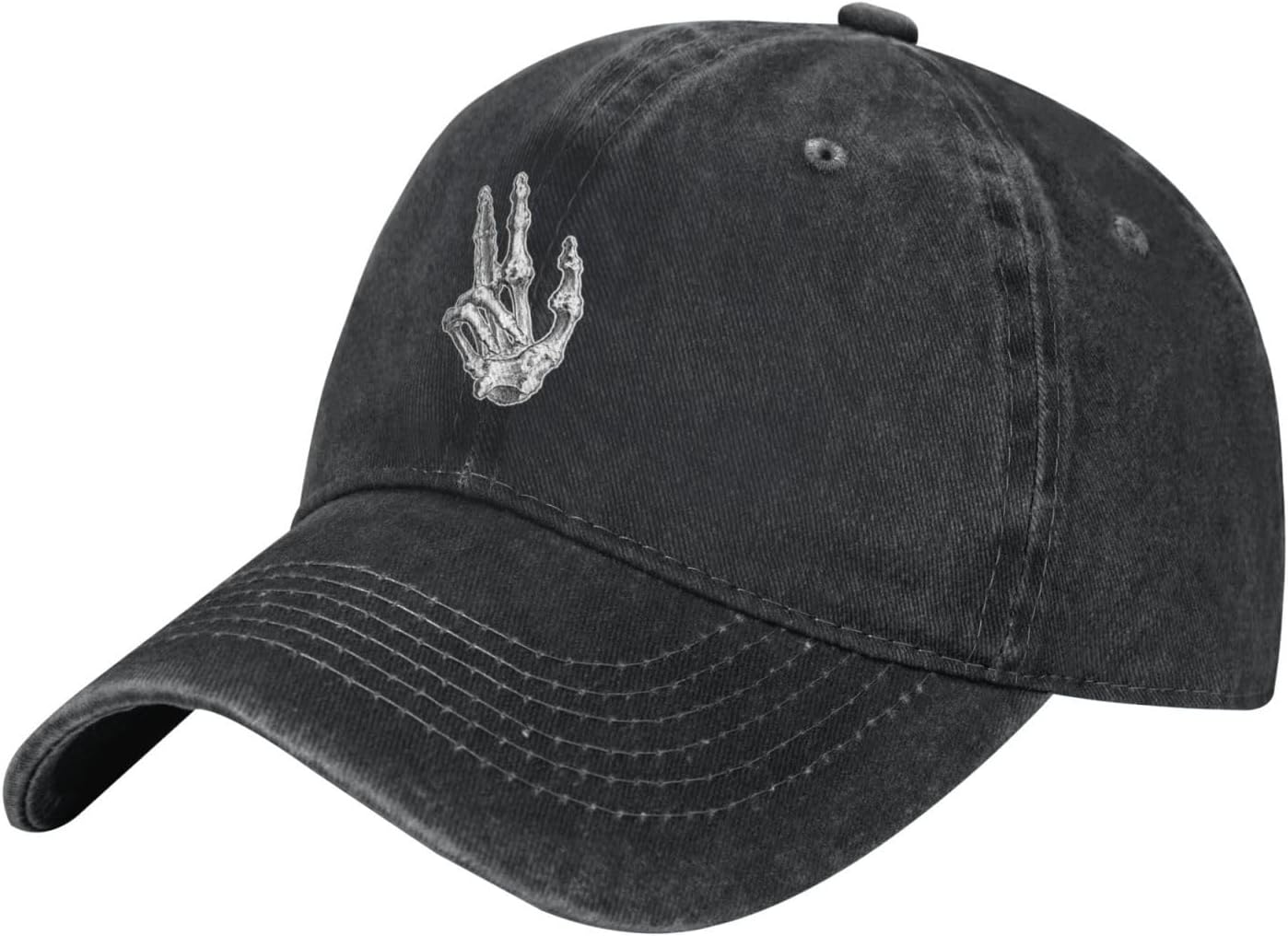 Halloween Hat Skeleton Hands Baseball Cap Funny Adjustable Cotton Washed Denim Hats - Image 2