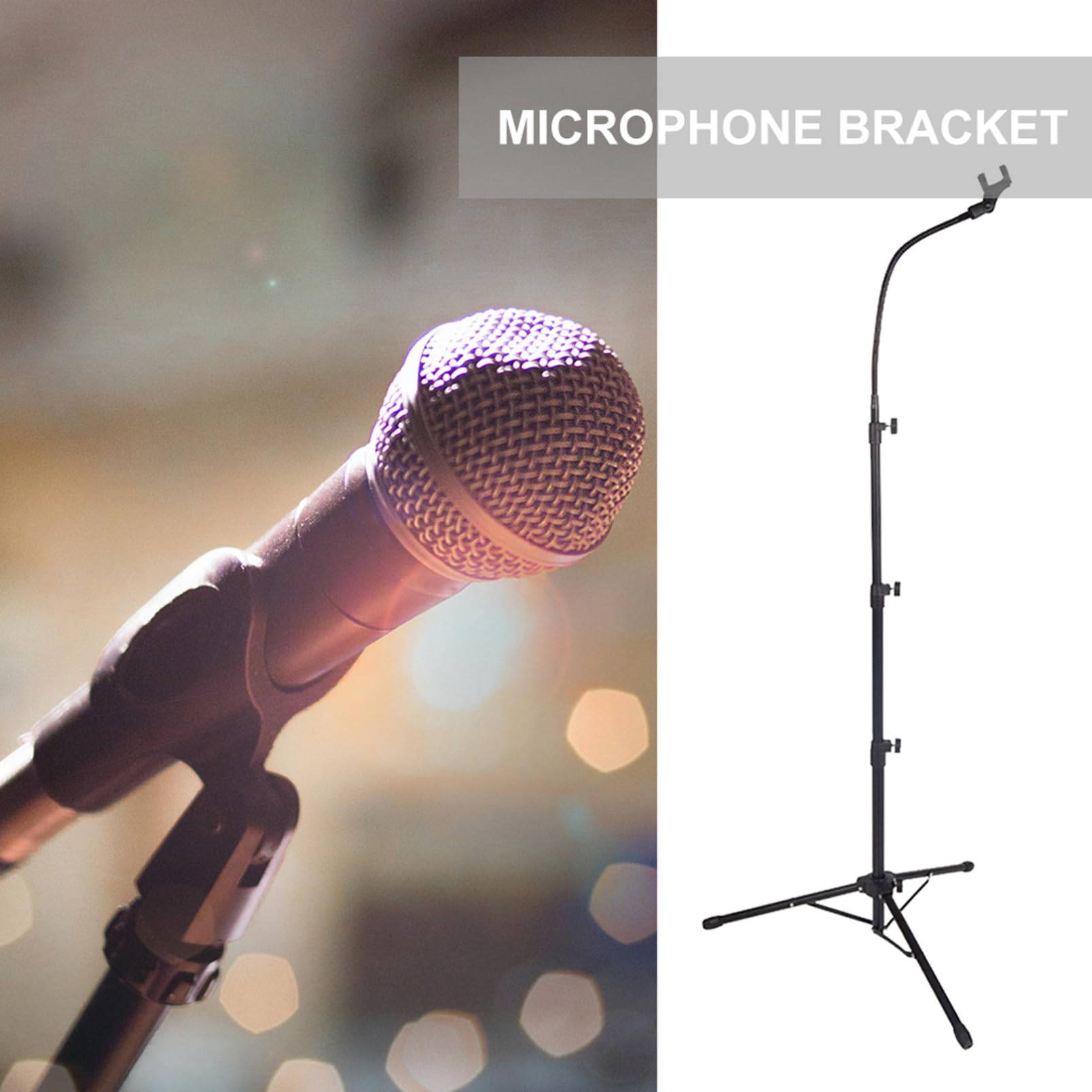ifundom Supporto per Microfono Treppiede Regolabile in Asta Telescopica per Microfono da Pavimento per Casa Palco Concerti