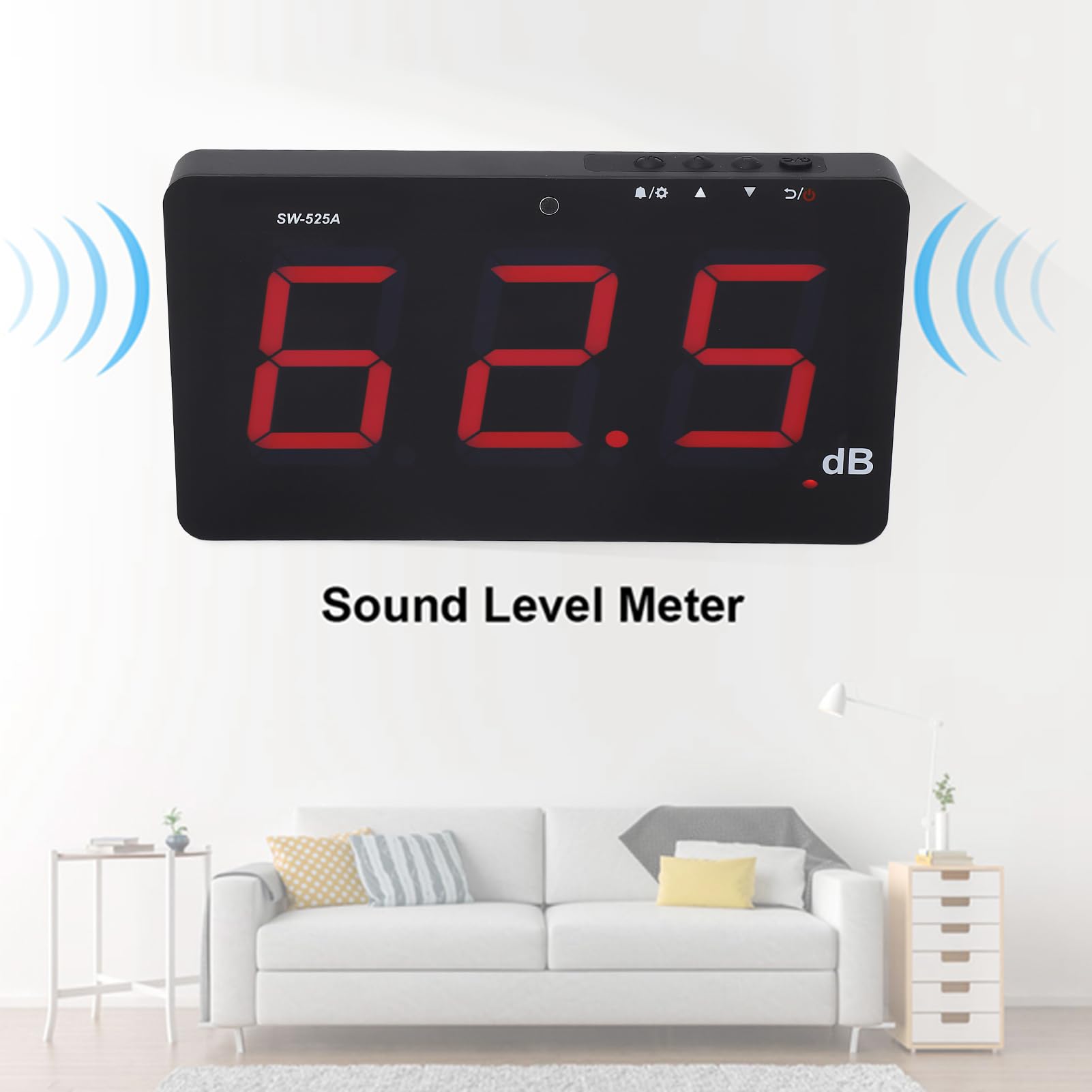 Leapiture 9.6 Inch LCD Digital Sound Level Meter Sound Tester Wall Hanging 30-130dB Noise Tester Reliable for Families Factories Offices Hotels