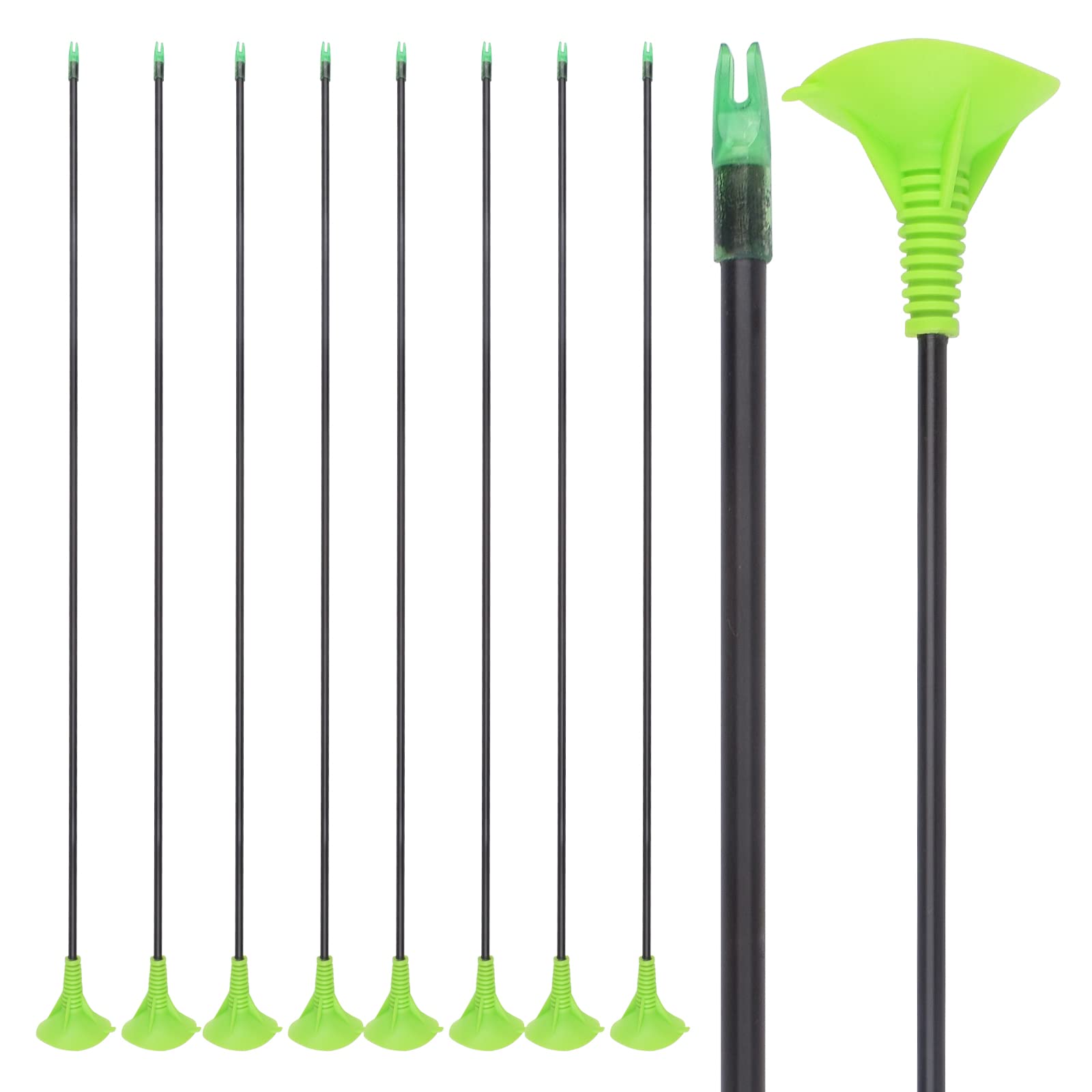 NIKA ARCHERY 66 cm, 61 cm, strzały króla łuku, zestaw 8 sztuk, z włókna szklanego, z pomarańczową przyssawką, łuk dla dzieci