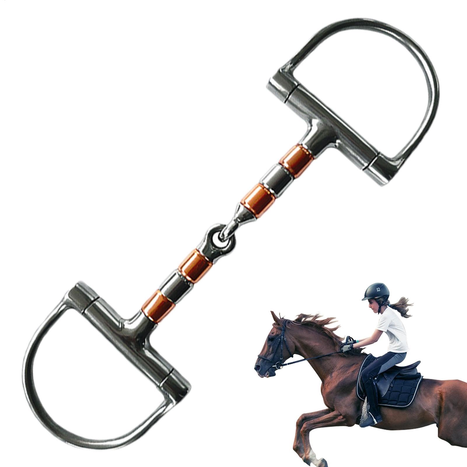 Pferdegebiss aus Edelstahl, Pferdegebiss aus Kupfer mit Rollenmaul, D-Ring-Trense mit Einzelgelenk-Design für, professionelles Pferdegebiss für Kontrolle, Komfort und Training