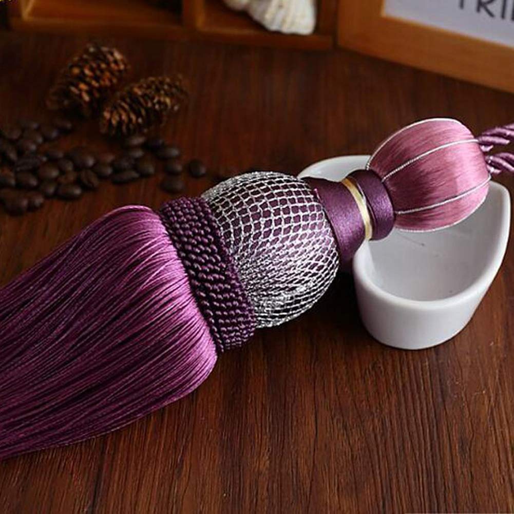 2Pcs Curtains Tieback Rope Tassel Curtains Buckle Curtain Strap Braided Tassels Tiebacks (Dark Purple)