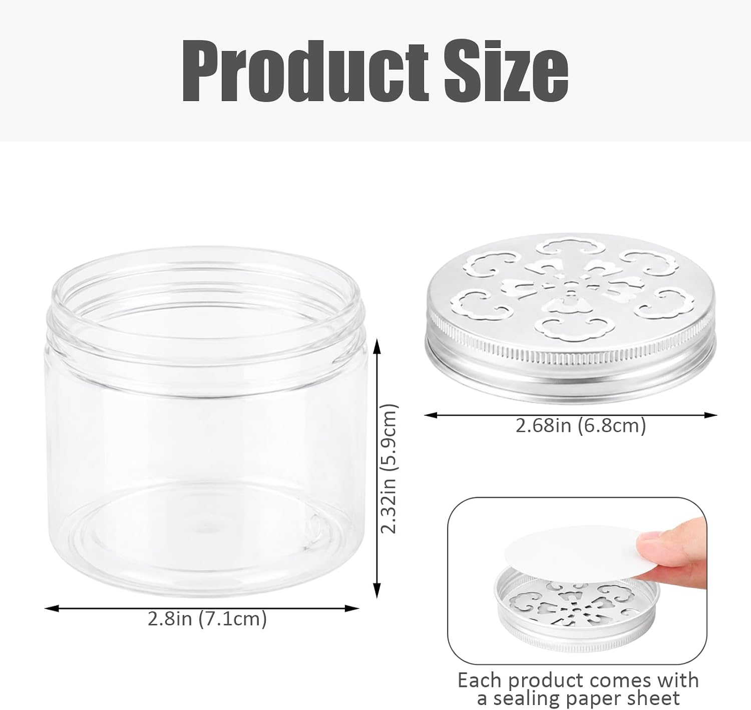 6 Pack 150ml / 5 oz Empty Clear Scent Beads Storage Jars, Refillable PET Containers with Aluminum Hollow Lids, Multi‑Purpose Holder for Aroma Beads, Solid Perfume, Bath Salt, Car Home Aromatherapy DIY