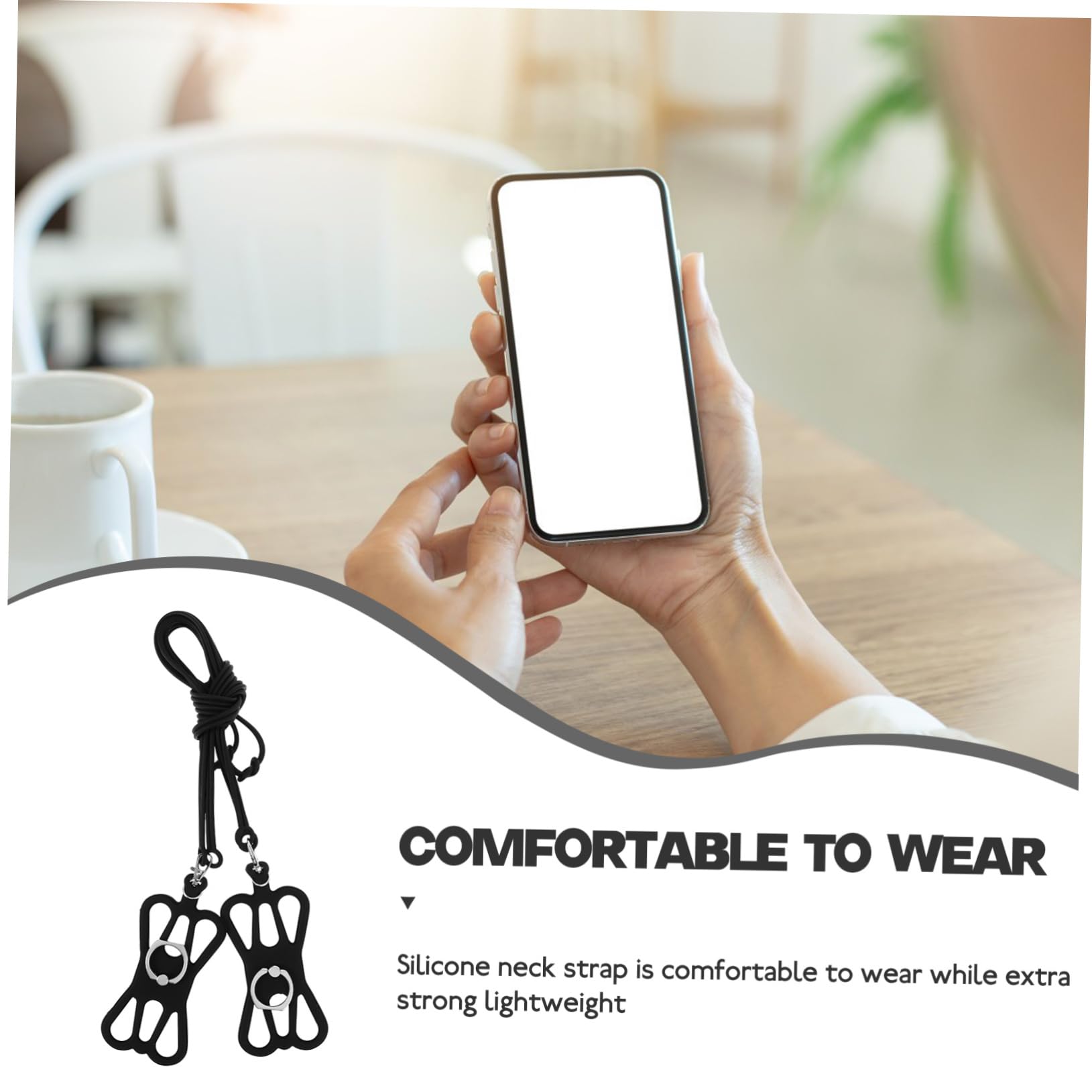 HOMSFOU Cubierta Del Cordón Del Teléfono Móvil Sostenedor Del Teléfono Celular Cordón Cordones De Teléfono Para Alrededor Del Cuello Del Soporte Del Teléfono Hardware Black