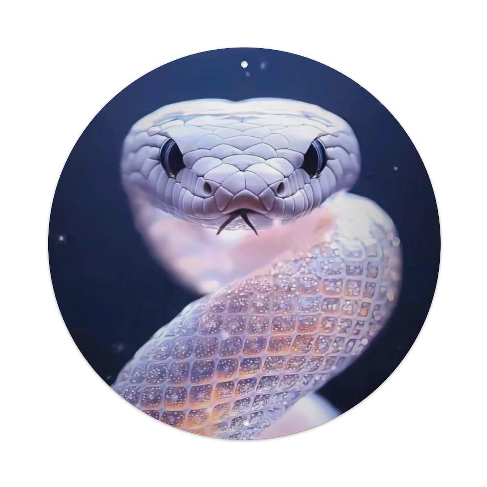 Cwbufd Vintage Style Animal Albino Serpent Cosmic Fantasy Ethereal Glow Reptile Wildlife Vintage Metal Tin Sign Plaque Wall Decor For Cafe, Club Bar, Office, Garden Metal Poster 8X8inch