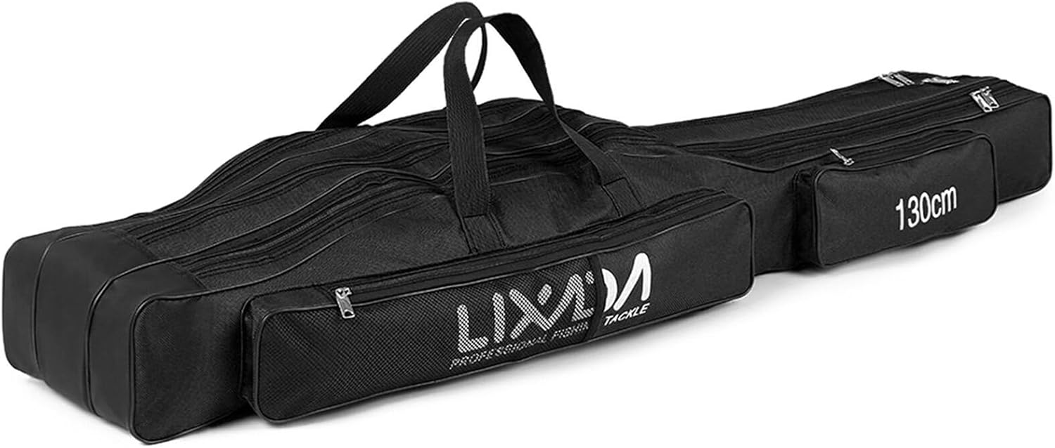Lixada Fishing Rod Case, 3 Layers Oxford Fishing Rod Bag, Portable Foldable Fishing Pole Bag, Fishing Rod Carrier Fishing Tackle Storage Bag Travel Carry for Fishing Gear & Equipment