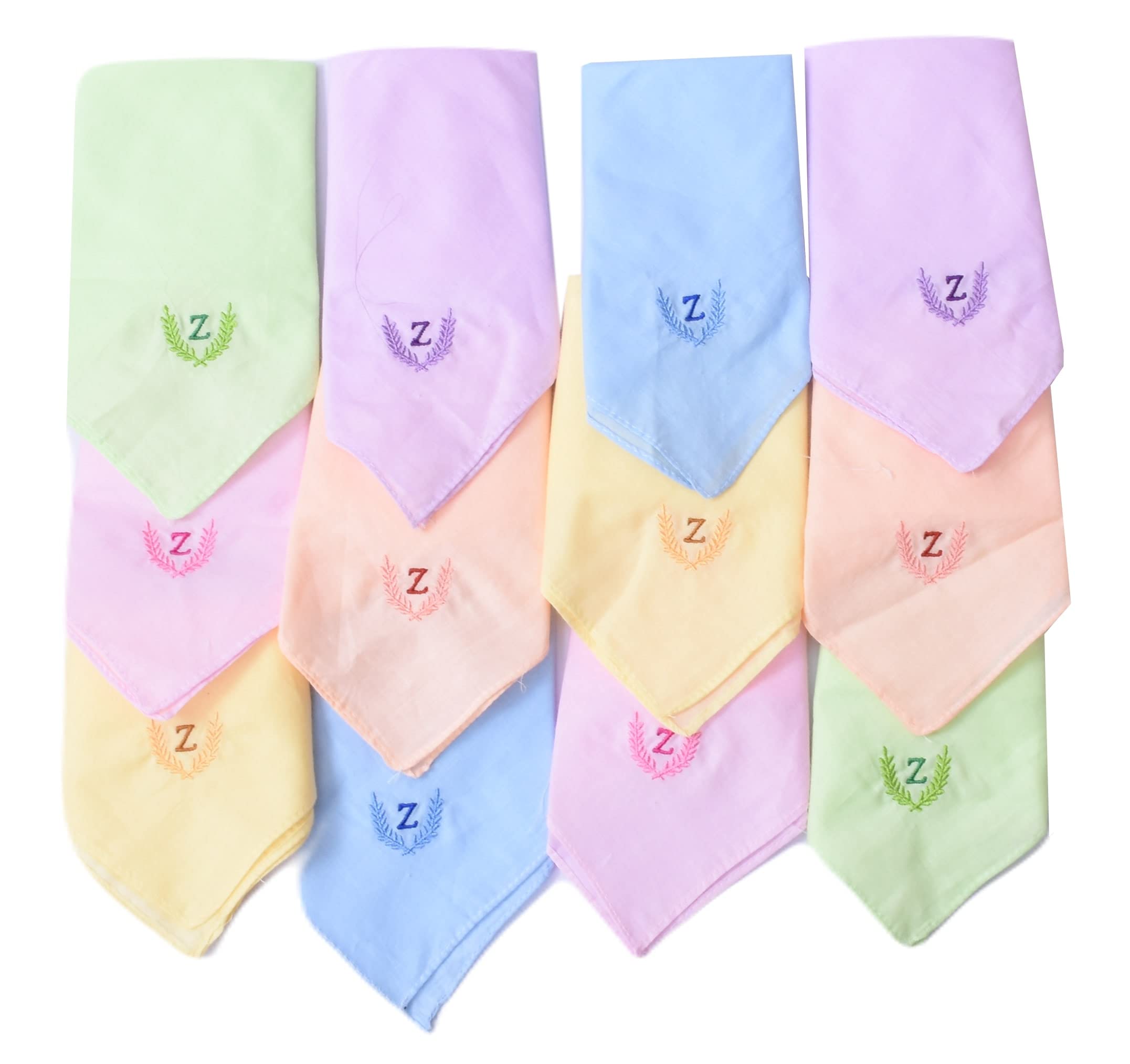 Personalized Handkerchief Cotton for Women & Girls with Embroidered Initials Alphabets for Gift (Pack of 6)-image-45