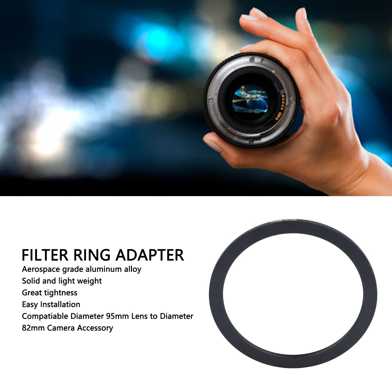 95mm to 82mm Camera Filters Ring Step Down Filters Ring Compatiable Diameter 95mm Lens to Diameter 82mm Camera Accessory
