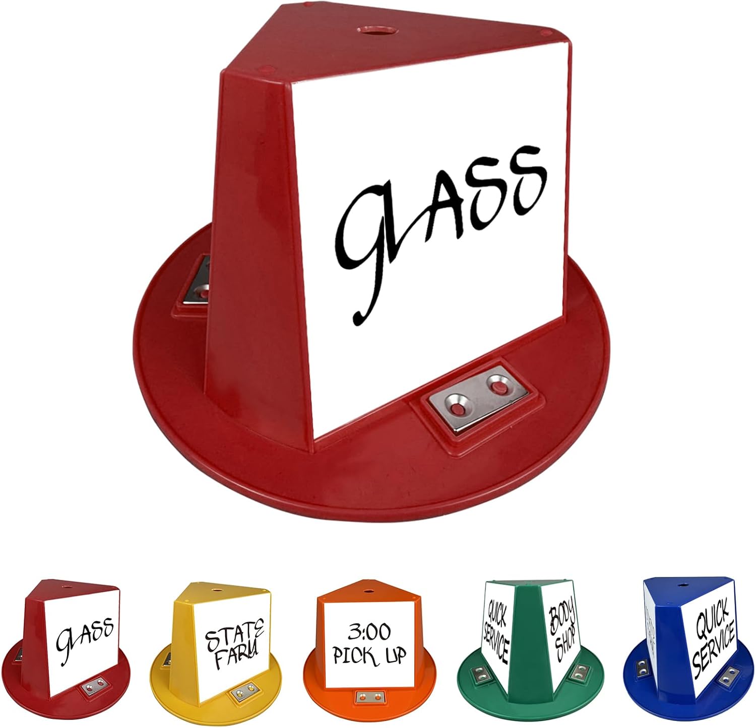 Magnetic Roof Toppers, Magnetic Car Top Hats, Set of 10 with Dry Erase Panels (Red)