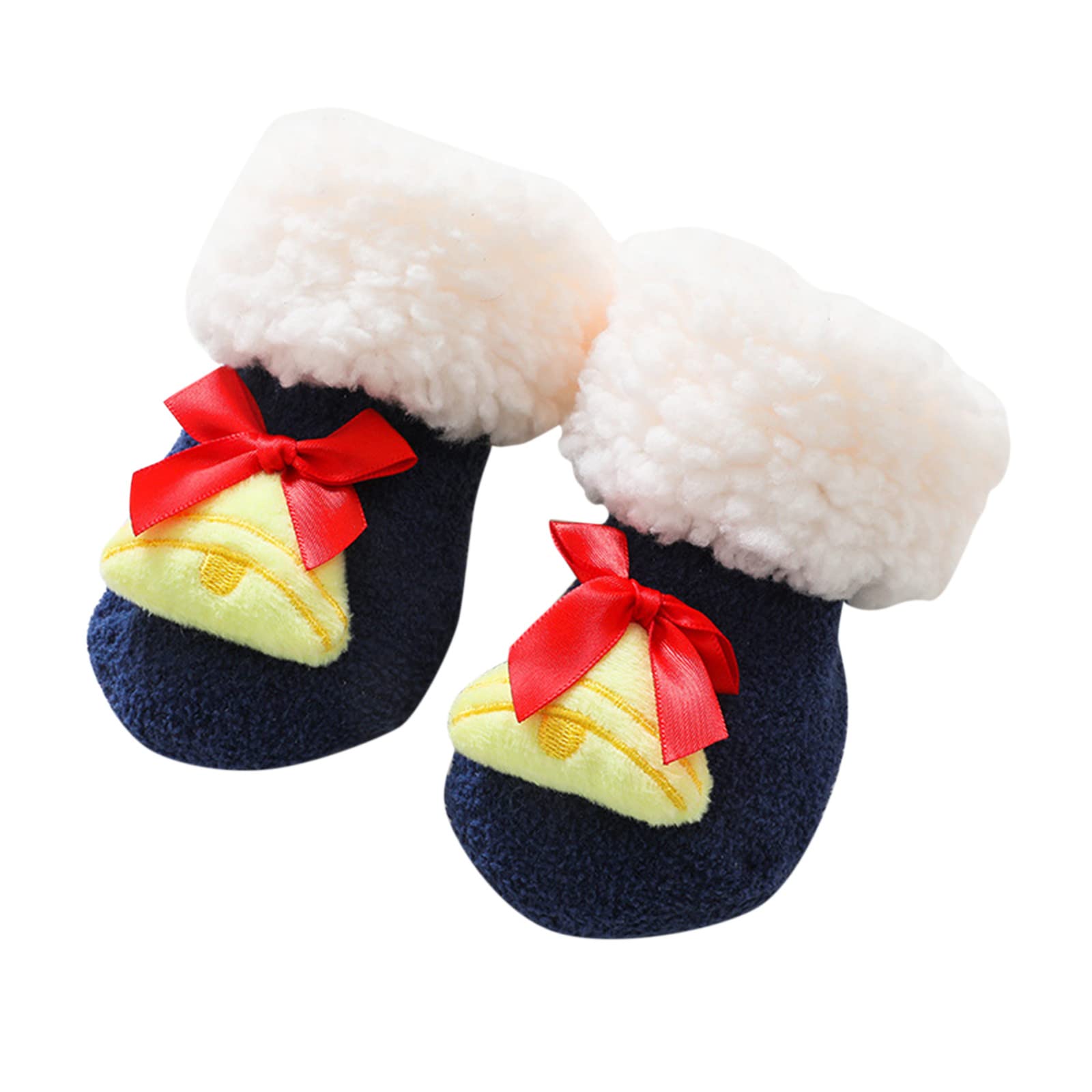 RNTOP Baby Socks Christmas Socks Toddler Boys Girls Children Socks Soft Sole Non-Slip Xmas Tree Shoes Socks Princess (Navy, M)