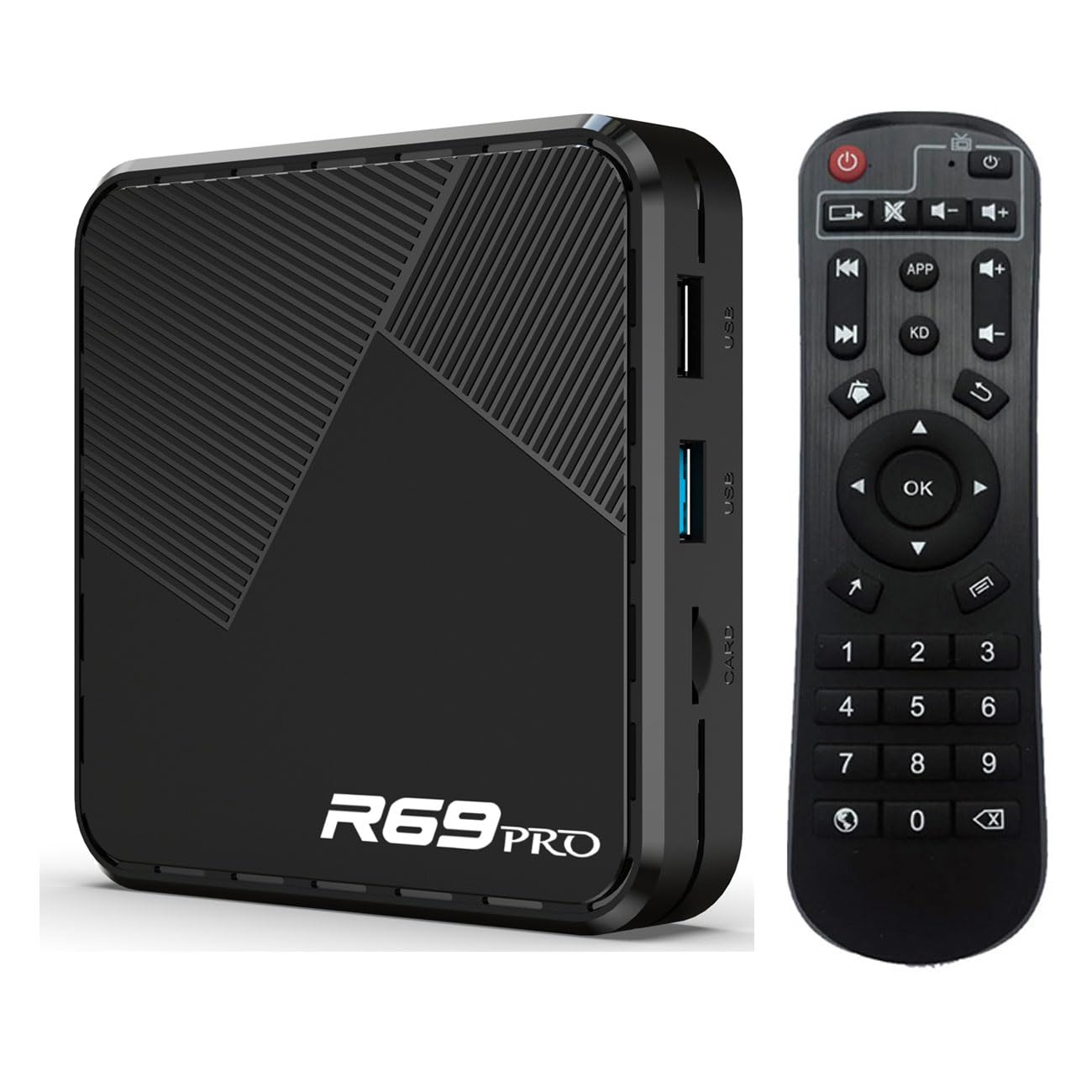 Android Box 14.0 TV Box R69 Pro H728 Wi-Fi 6.0 con 4GB RAM 64GB ROM Box Quad-core 64-bit ARM Cortex-A55 Supporto 8K Dual BT 5.0 LAN 1000M