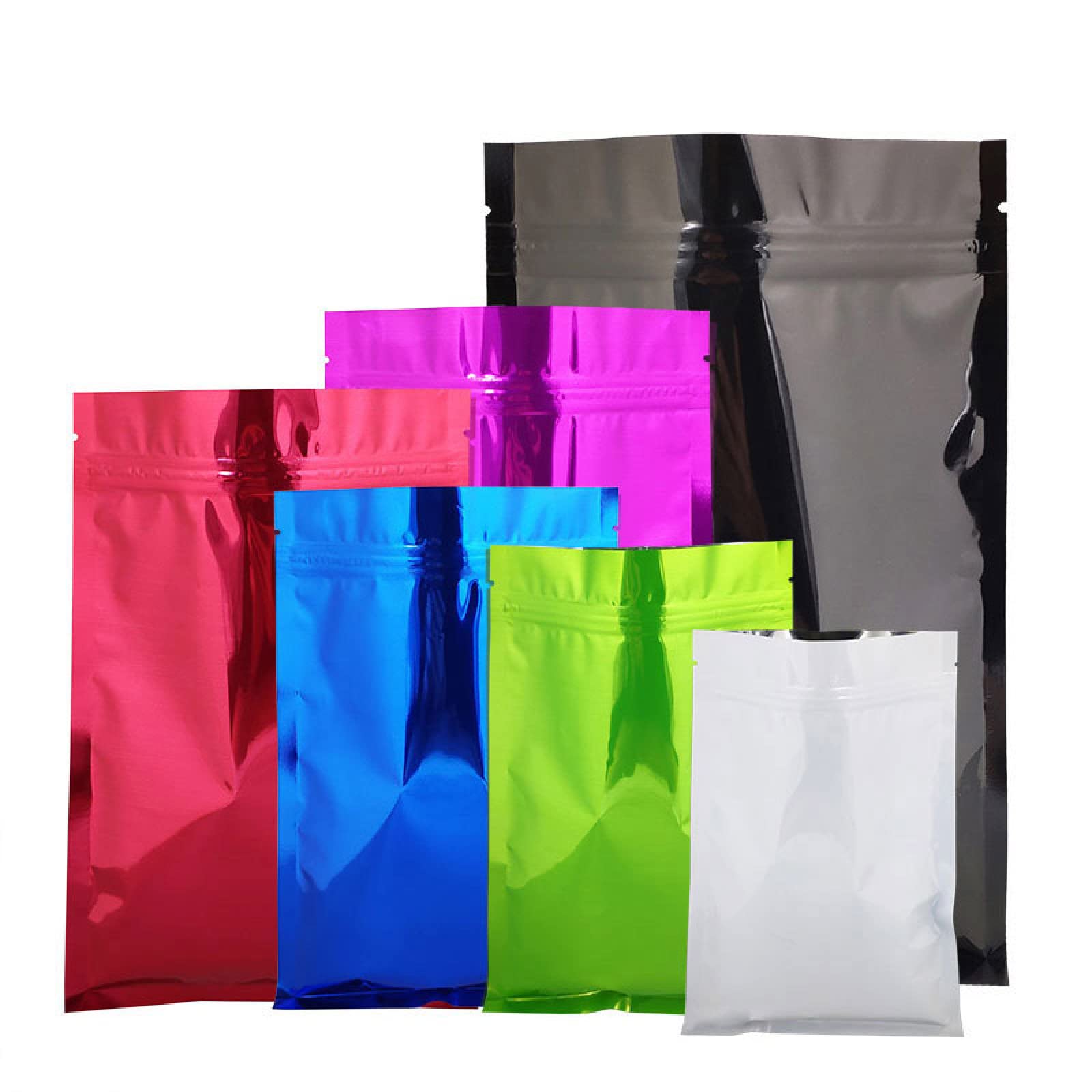 Lebensmittel-Aufbewahrungsbeutel, 14 x 20 cm, 100 Stück, hitzeversiegelt, Aluminiumfolie, Druckverschlussbeutel, flache Verpackung, wiederverschließbare Folie, Reißverschlussbeutel, Blau