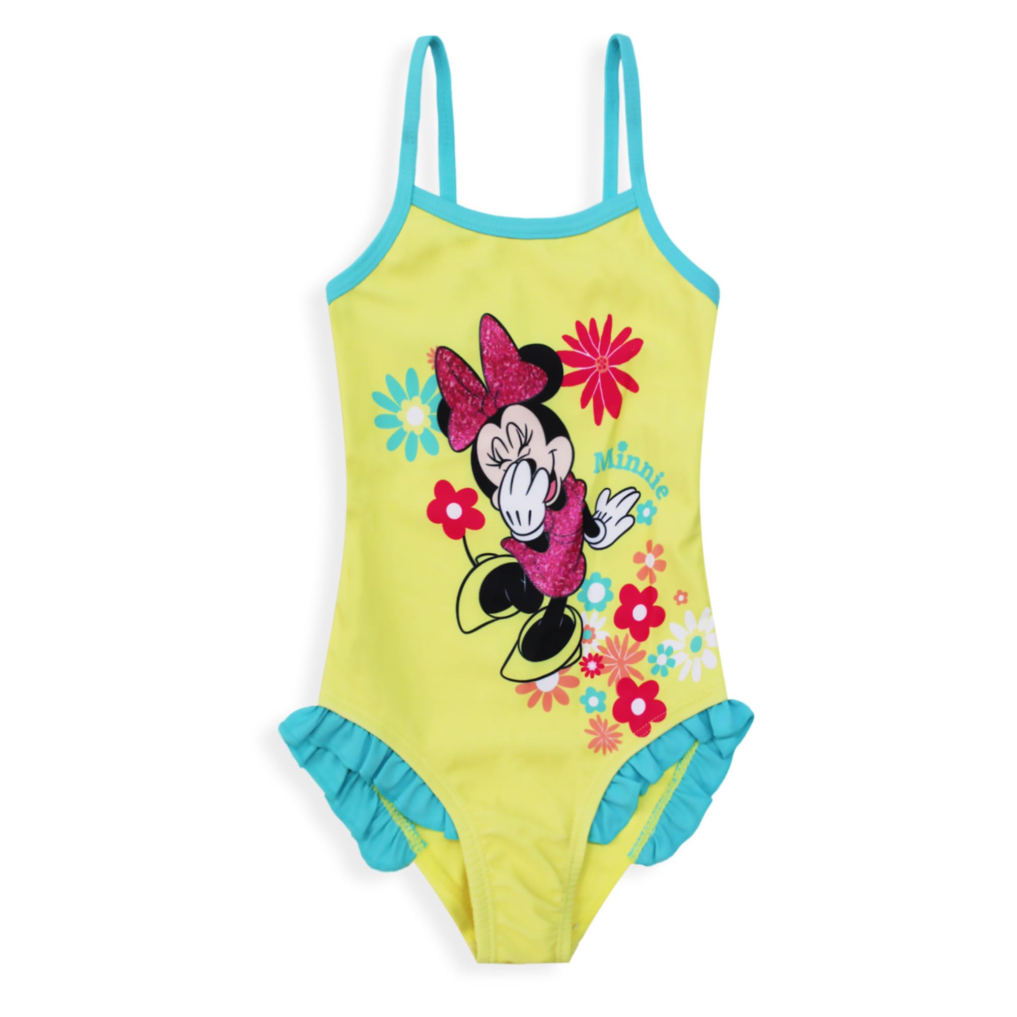 Disney Girls Minnie Mouse Ruffle Swimsuit 6659, yellow, 3 Years
