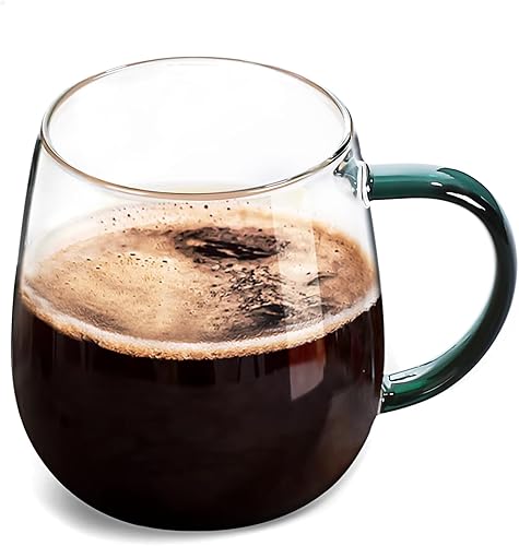 Miniatura 8 de MAQQL Juego de 4 tazas de café, tazas de vidrio de borosilicato alto, tazas de café de vidrio transparente grueso, juego de cristalería grande,