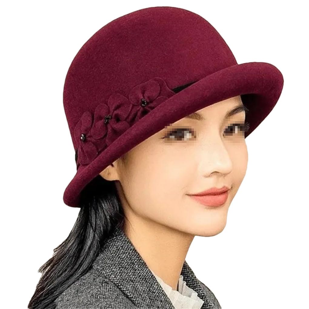 SaoBiiu Lady Feltro Fedora Madre Inverno Lana Cappello Donna Festa Formale Cloche Cappelli