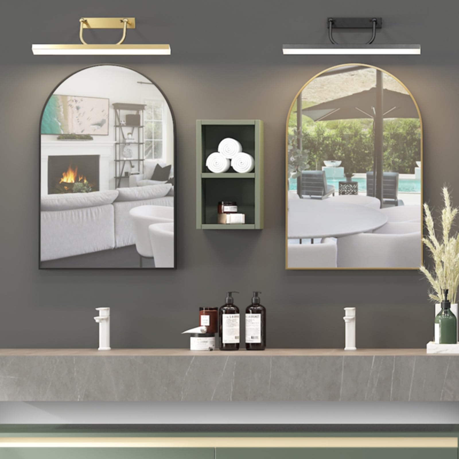 Poseerkey Arched Wall Mounted Mirror, 20 x 30 Inch Gold Arch Mirror, Vanity Mirror for Wall Décor,Metal Frame Gold Bathroom Mirror, for Bedroom, Living Room, Entryway,Salon