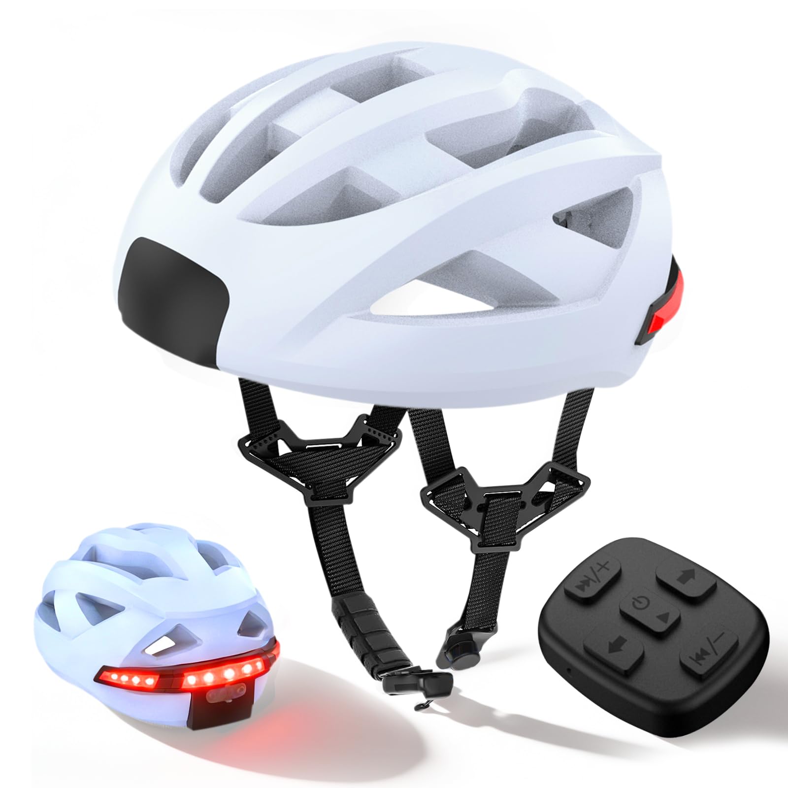 Smart Bike Helmet | Smart Bluetooth Bike Helmet | With Wireless Handlebar Remote Control, Turn Signals,Music helmet,Receive phone calls,IP65 Waterproof Bicycle Helmet (White)