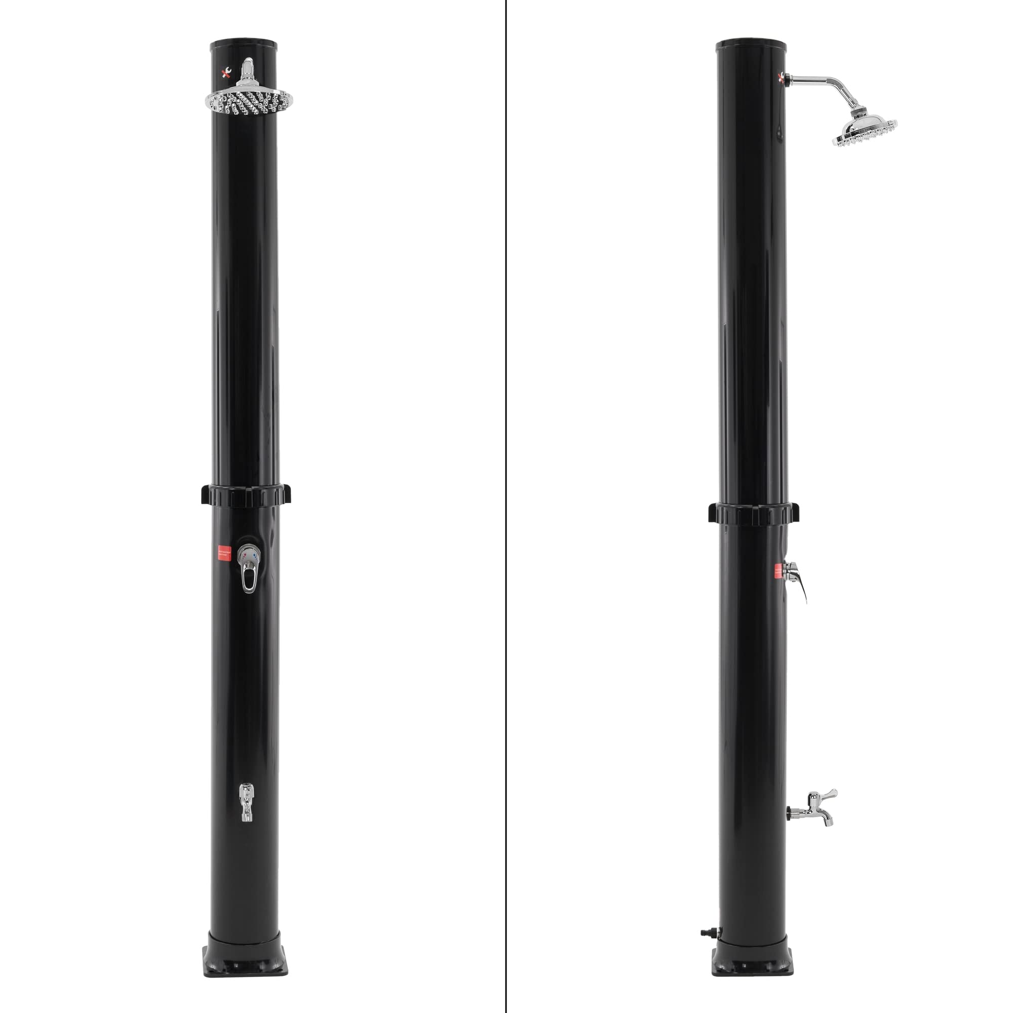 Douche de Jardin Solaire 35 L 217 cm ML-Design Noir avec Pomme de Douche à Effet Pluie Pivotante 180°
