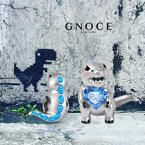 Image of GNOCE Embraces Heart Gemstone Bead Charms 925 Sterling Silver Wolf Fox Bear Husky Hedgehog Astronaut Chihuahua Dinosaur Rabbit Koala Axolotl Angel Tiger Dog Unicorn Cat Jewelry Gift for Women