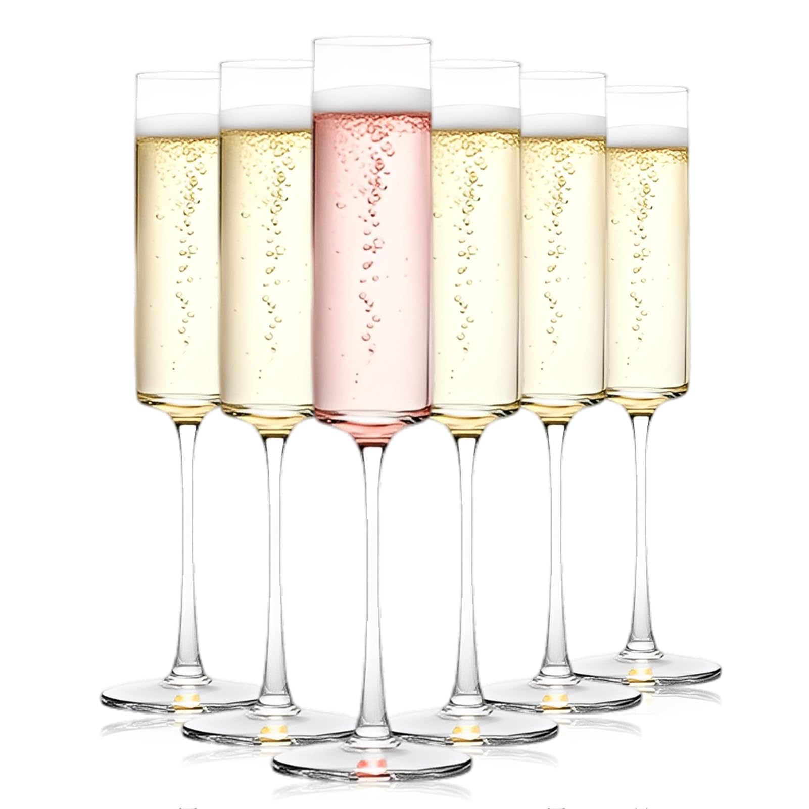 KIXINY Premium Champagne Flutes Set of 6, 155ml (5.4oz) Tall Stem Champagne Flutes, Lead-Free Crystal Sparkling Wine Flutes for Weddings, Parties & Celebrations