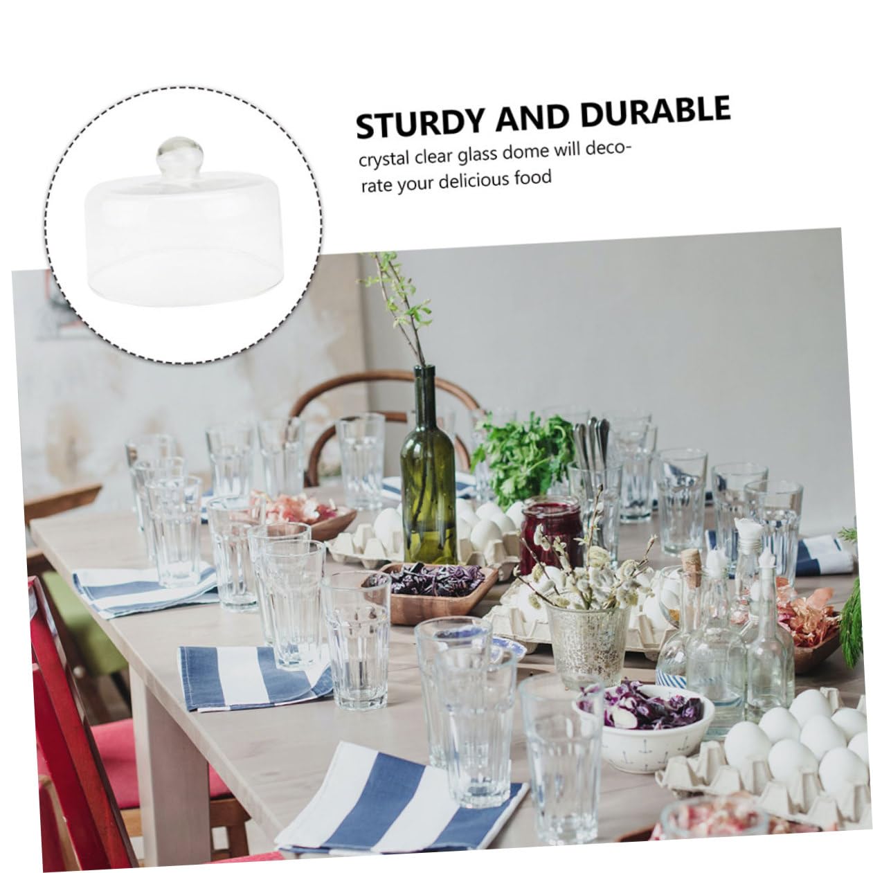 BESPORTBLE Couvercle de Plateau à Gâteau Dôme à Gâteau en Verre Réutilisable Facile à Nettoyer Accessoire Pâtisserie Protection Alimentaire pour Buffet et Activités