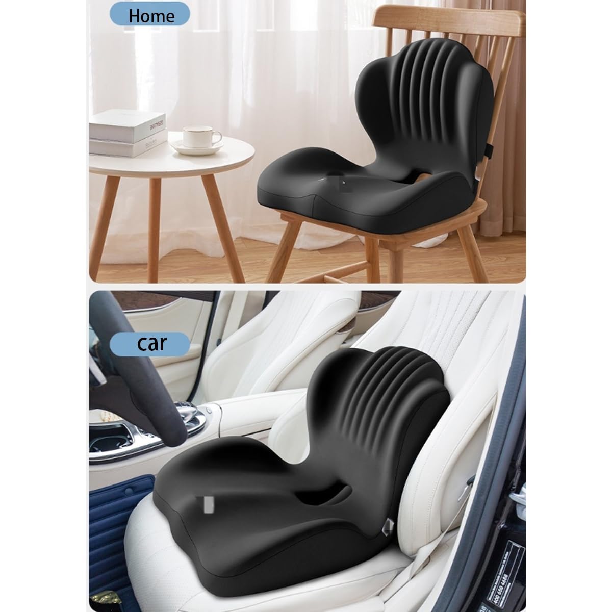 Cojín de espuma viscoelástica para asiento y respaldo para silla de oficina y coche, diseño ergonómico en forma de L con parte inferior antideslizante