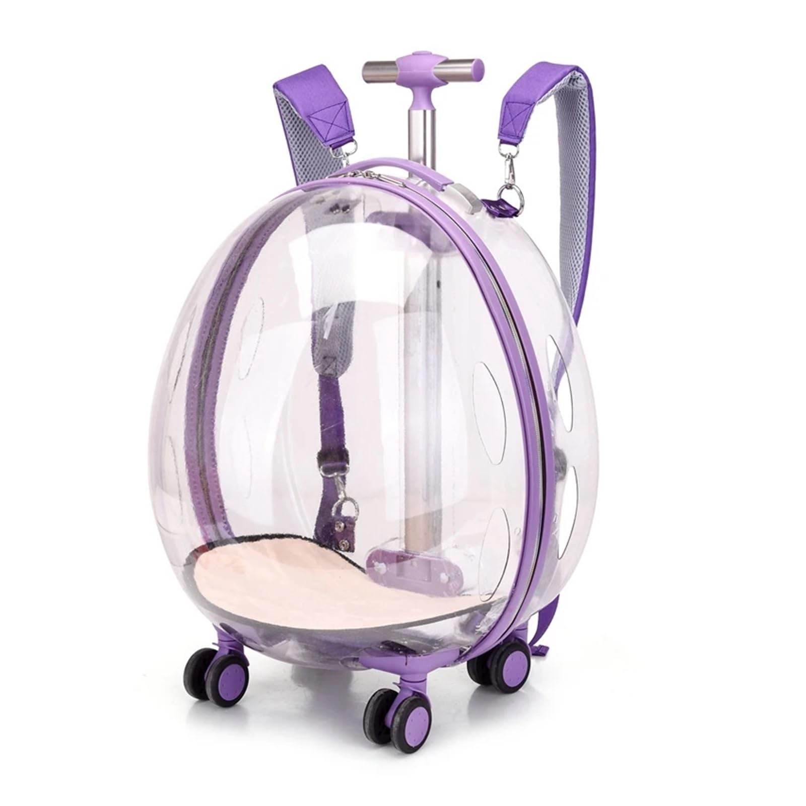 Maleta transparente con ruedas para viajar con tu gato cómodamente al aire libre