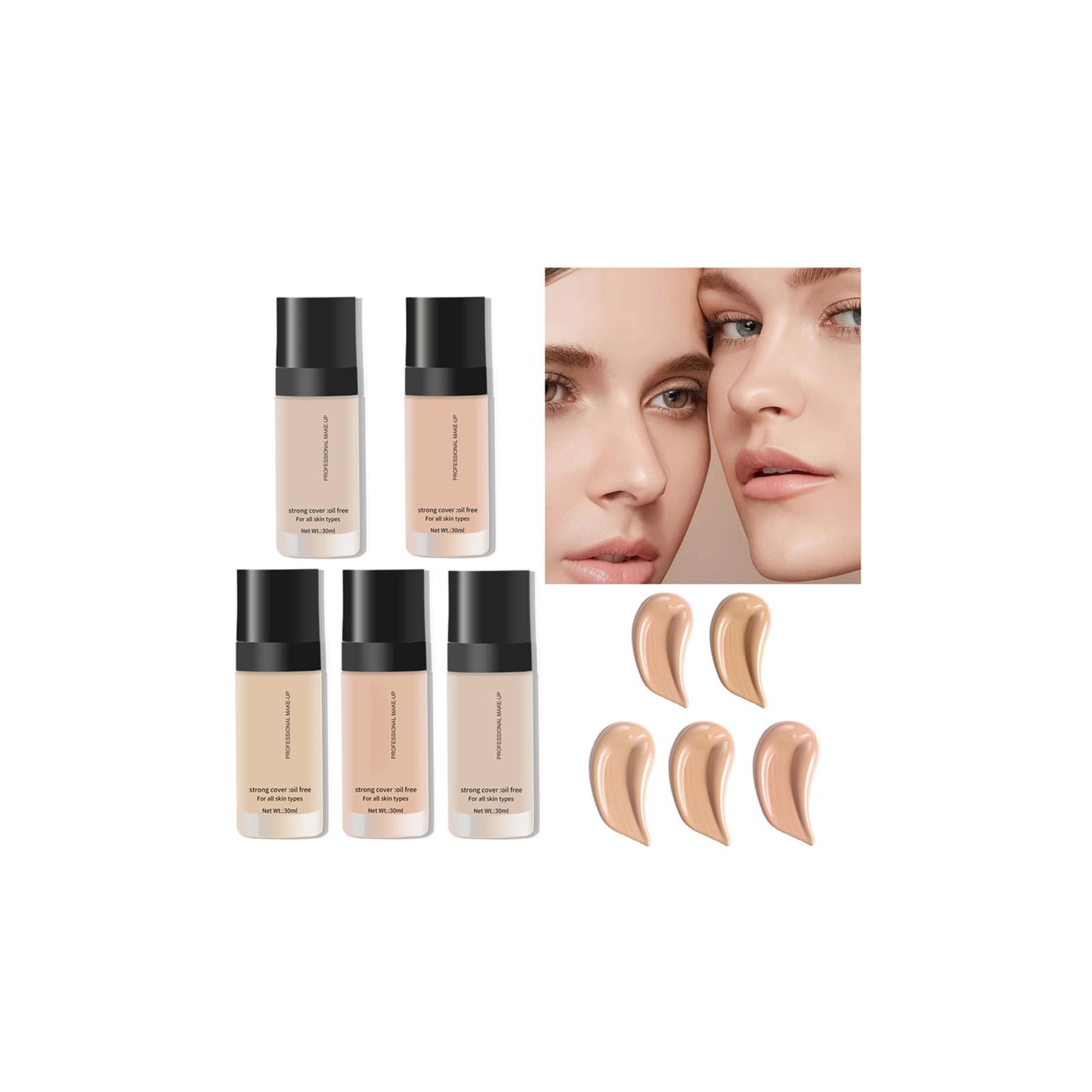 Liquid Foundation, Lightweight Water Gel Formula, Satin Finish, Sweatproof, Moisturizing, Oil-Free & Non-Comedogenic Liquid Foundation Makeup