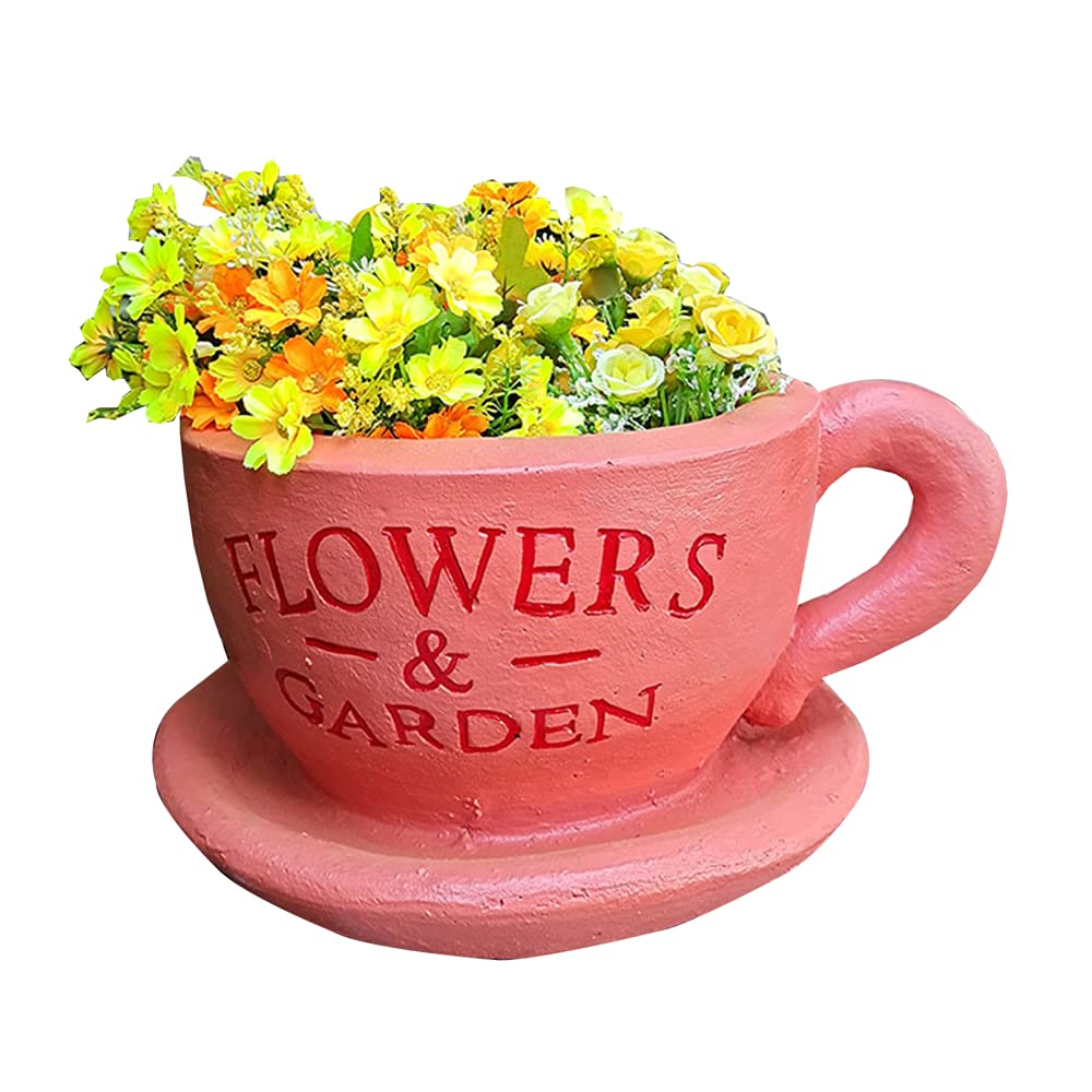 Amazon.co.jp: 庭の装飾品、創造的な大きなコーヒーカップの植木鉢の