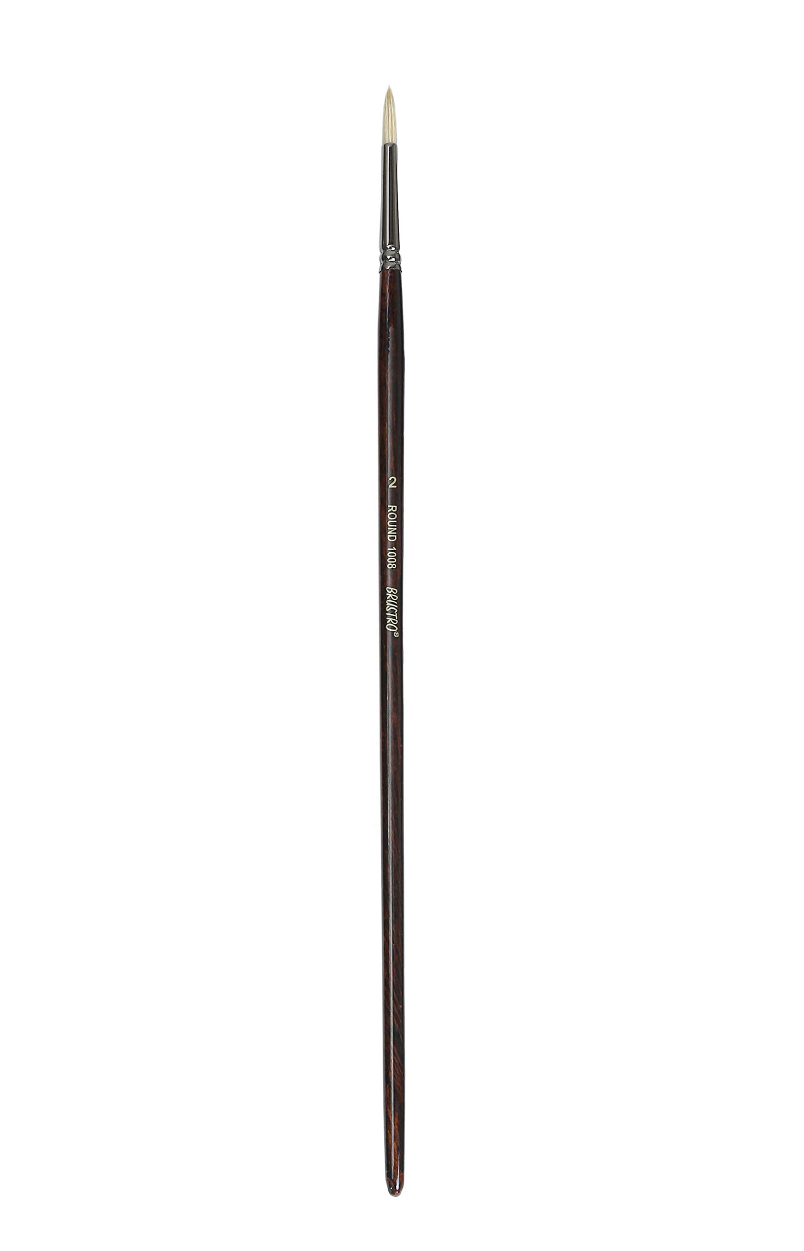 Brustro Artists Bristlewhite Round Brush Series 1008 | Brush No.2, Chungking Hog Bristle |Ideal for Oil, Acrylic Painting on Paper, Canvas, Fine Art Students and Professionals.