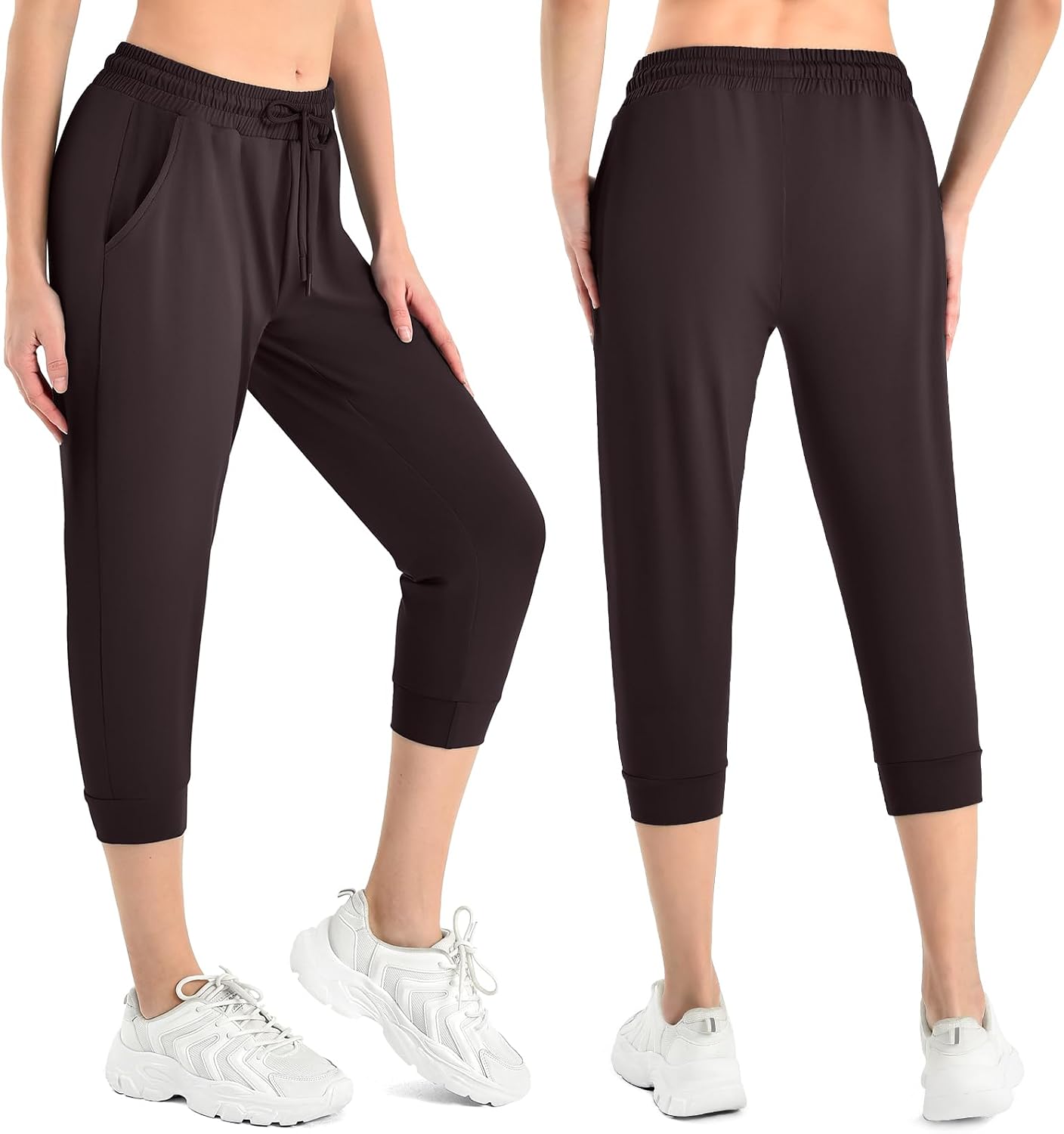 Walifrey Capri Pants for Women with Pockets, Cropped Joggers Drawstring Sweatpants for Lounging Workout and Gym thumbnail
