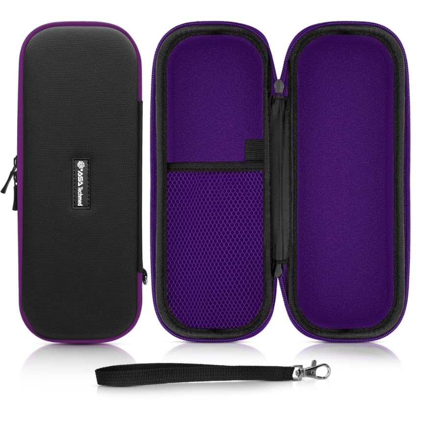ASA TECHMED Protective Stethoscope Carrying Case with Double Mesh Storage (Black-Purple)